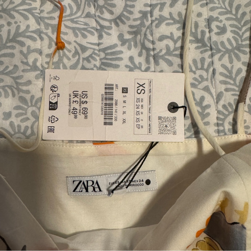 Zara Orange White Animal Dress - NWT - Picture 2 of 4